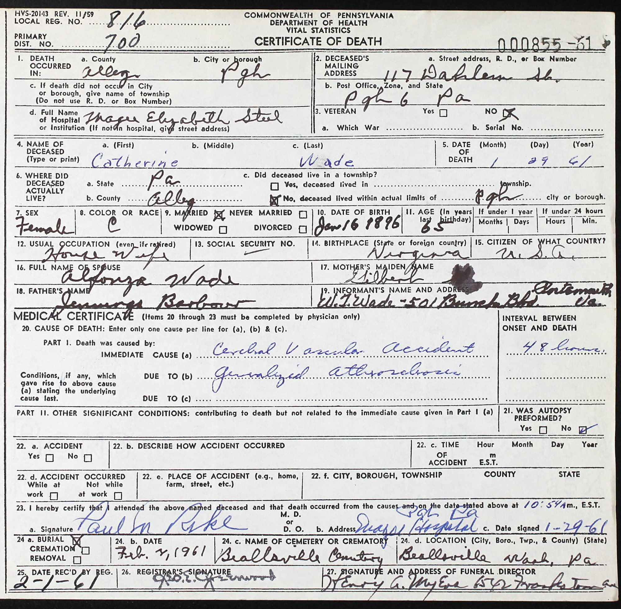 death certificate